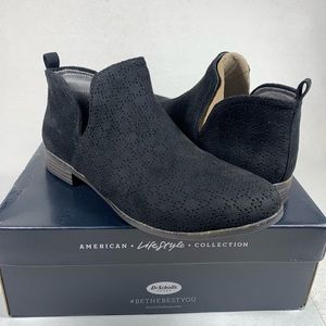 Dr. Scholl's Black Perforated Suede Cutout Ankle Booties